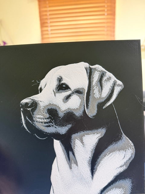 Artistic rendering of a yellow/white labrador