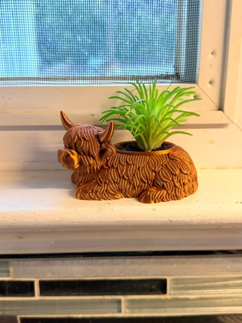 Highland cow lotion holder or succulent holder