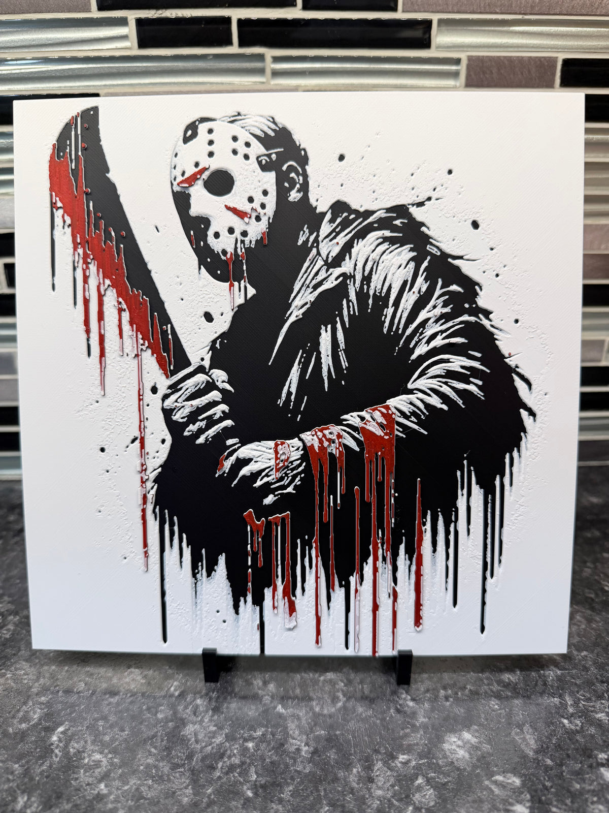 Artistic Representation of Michael Meyers Bloody Machete (Hueforge) Plaque