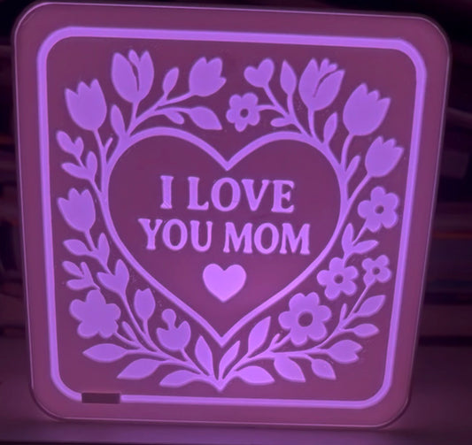 "I Love You Mom" lighted box