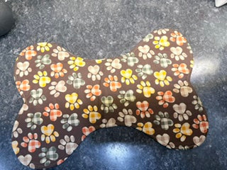 Dog Bowl Mat - Paw Prints with Brown Background