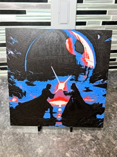 Artistic Rendering of Darth Vader vs Luke Skywalker (Hueforge) Plaque