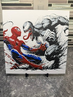 Artistic Rendering of Spiderman v Venom Hueforge