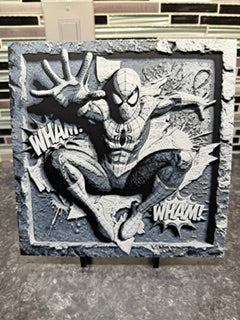 Artistic Rendering of Spiderman in "Slate" (Hueforge) Plaque