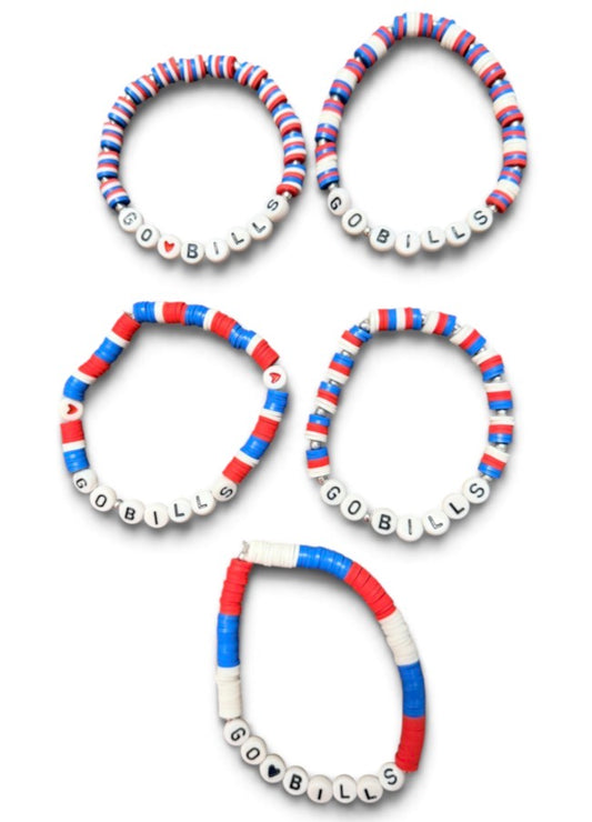 "Go Bills" Hand-made Clay Bracelets