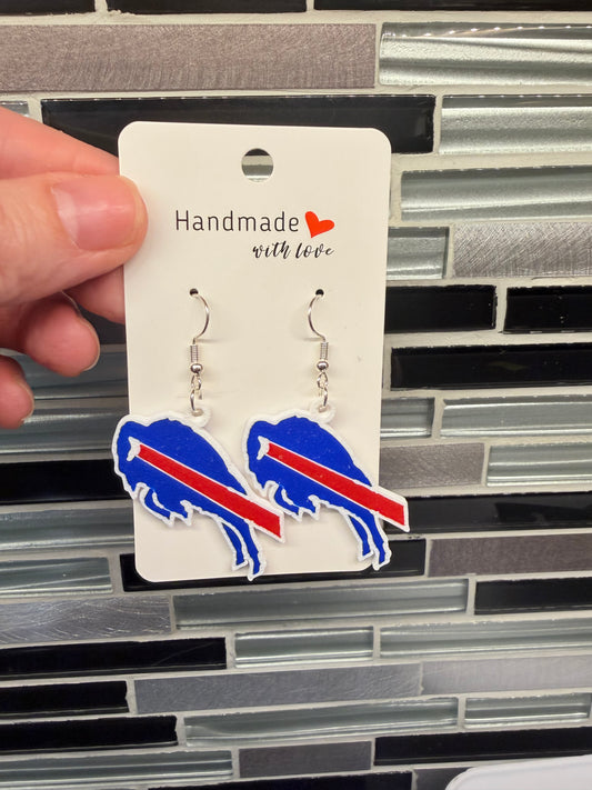 Buffalo Bills Themed Earrings in Silver