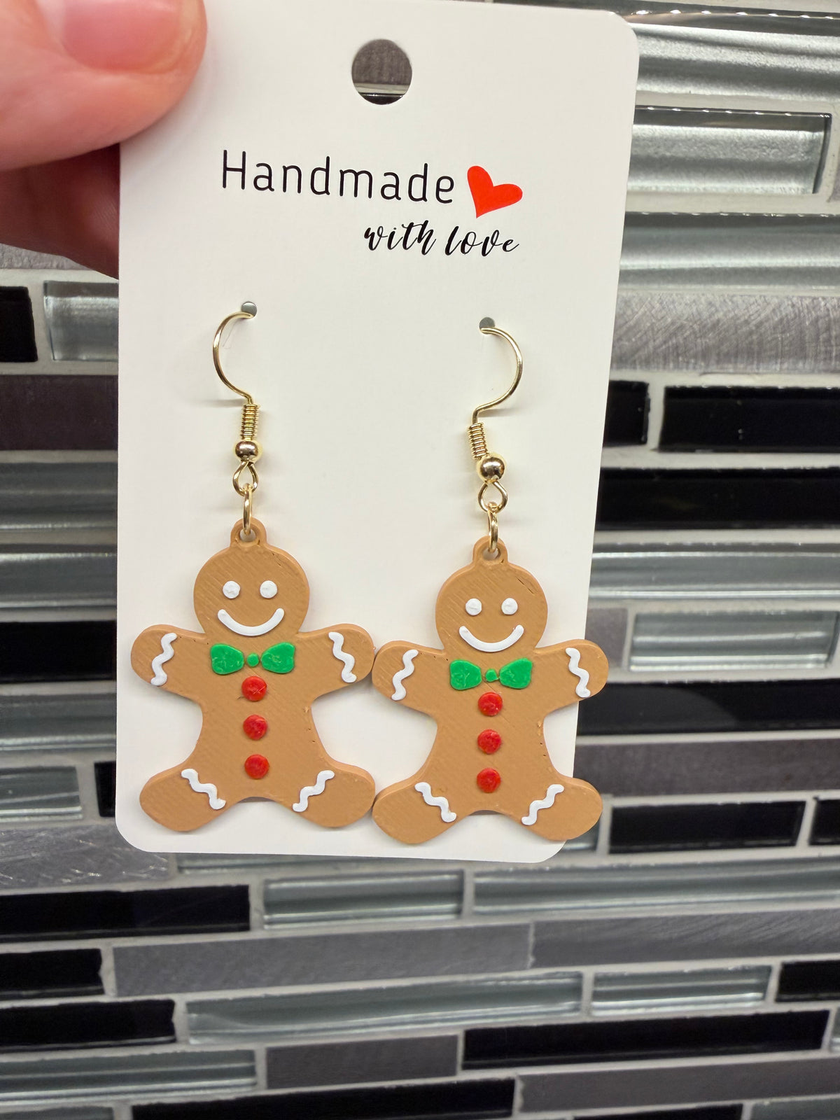 Gingerbread People Earrings in Gold